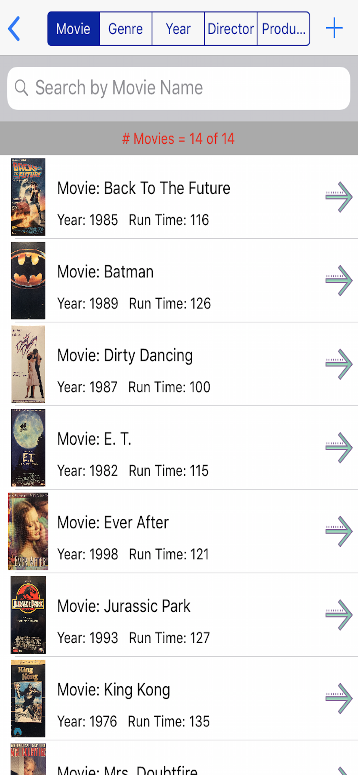 List of Movies by Movie Name